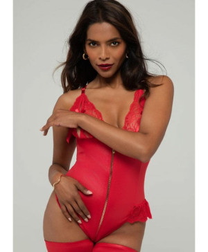 EQOM Purchasing B.V. Christine - Wetlook OC Body Hazel Red, str. L/XL