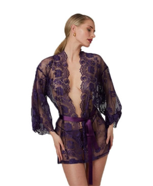 EQOM Purchasing B.V. Christine - Lace Kimono Graceful Purple, str. 2XL/3XL