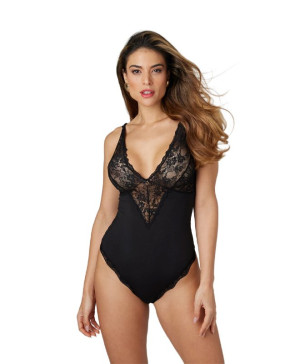 EQOM Purchasing B.V. Christine - Elegant Body with Lace Celeste Black, str. L/XL