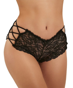 EQOM Purchasing B.V. Christine - Lace Briefs Black, str. 2XL/3XL