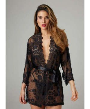 EQOM Purchasing B.V. Christine - Lace Kimono Graceful Black, str. L/XL