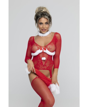 Christine - Jingle Belle Open Crotch Bodystocking