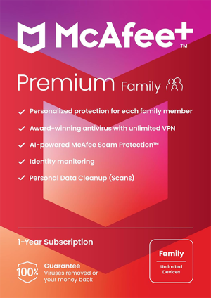 McAfee+ Premium - Family Gift Card (PC, Android, Mac, iOS)