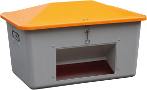 CEMO Salt-/sandbeholder 1100 L, Bundåbning, Grå/orang
