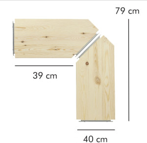 ABC Classic Abc Hjørnehylder, 2 Stk., 40 Cm, Natur