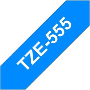 Brother Tze-555 Labeltape 24mm, Hvid På Blå