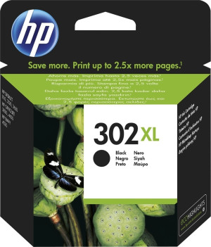 HP No 302xl F6u68ae Blækpatron, Sort, 480s.