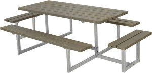 Plus Basic Bord-Bænkesæt M. Påbygning, Gråbrun