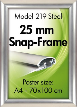 DSI Alu Plakatramme, Snap-Frame, 70 X 100 Cm, Stållook