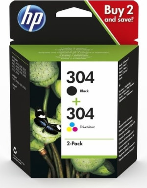 HP No 304 Sort Farve Blækpatroner, Sampak