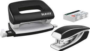 Leitz Wow Mini Hul/hæft Sæt   10 Ark   Sort