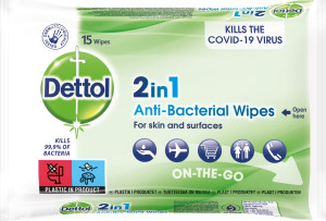 Dettol 2in1 Anti-Bacterial Wipes   15 Stk