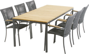 Mandalay Toscana Havebord L.197 Cm + 6 Ravello, Antracit