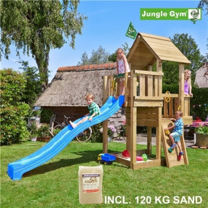 Jungle Gym Cubby Legetårn M/sand & Blå Rutsjebane