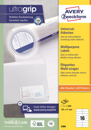 Avery Universaletiketter   105 X 37 Mm   1600 Stk.