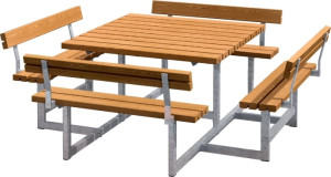 Plus Picnic Bord/bænkesæt M. Ryglæn, Teak