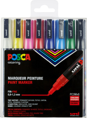 Posca Marker   Pc-3m   1,3 Mm   8 Standardfarver