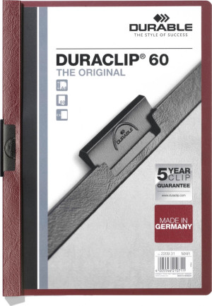 Durable Duraclip 60 Clipmappe   A4   Mørkerød