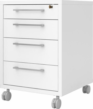 Budgetline Kassette, 4 Skuffer M/lås, Hvid