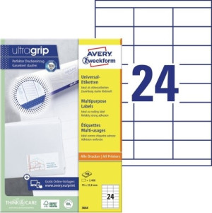 Avery Universaletiketter   70 X 33,8 Mm   2400 Stk