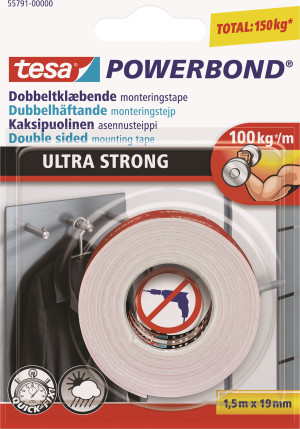 Tesa Powerbond U.S. Monteringstape, 19mm X 1,5m