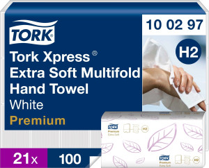 Tork H2 Premium Håndklædeark M-Fold, 2-Lag, 21 Pk