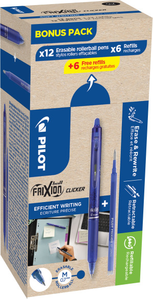 Pilot Frixion Clicker Greenpack   Rollerpen   Blå
