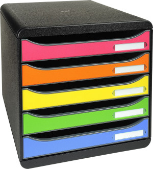 Exacompta Big-Box+ Skuffekabinet, Sort/harlequin