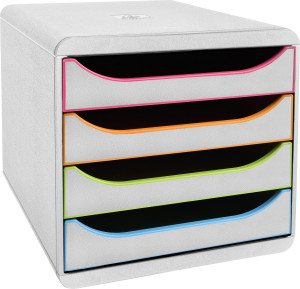 Exacompta Big-Box Skuffekabinet, 4, Hvid/harlequin