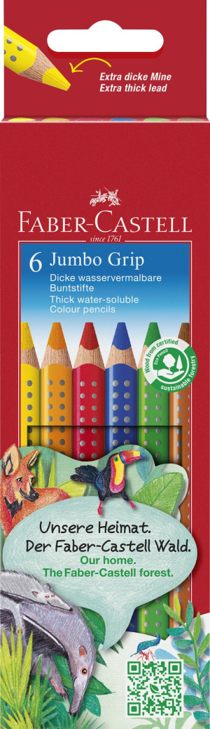 Faber-Castell Grip Farveblyanter Jumbo   6 Farv.