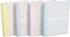Oxford Floral Spiralbog B5   Linjeret   Ass.