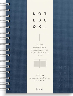 Burde Notesbog, Tekstil, A5, Linjeret, Dark Blue