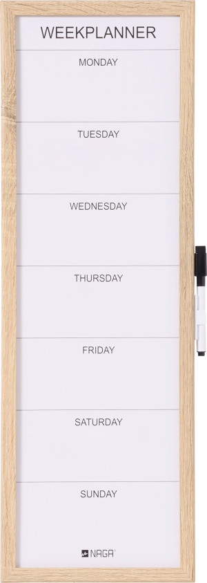 Naga Whiteboard, Ugetavle 20x60 Cm, Træ, Engelsk