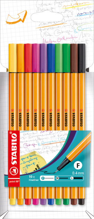 Stabilo Point 88 Fineliner   10 Farver