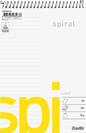 Bantex Spi Spiralblok   A5   Linjeret