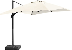 Lomax Hængeparasol 3x4m Inkl. Fod M/hjul+overtræk, Beige