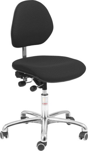 Global Demo:Office Arbejdsstol Lav Ryg, Sort, Stof, 44-56