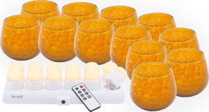 Securit® Luna Orange Glasstage M/hvid Led, 12 Stk