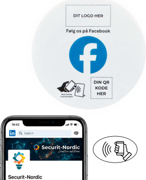 Securit Skilt M/chip Selvklæb Rund, Eget Logo, Facebook