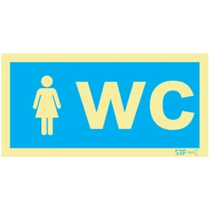 Placa de sinalização fotoluminescente ''WC feminino'' - 200x100mm