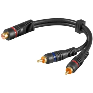 Goobay -  Cabo de subwoofer 1x RCA fêmea p/ 2x RCA macho OFC Gold - 20cm