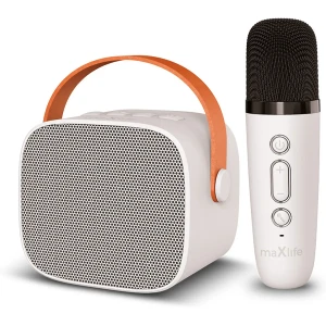 Maxlife  MXKS-100 -  Conjunto Karaoke Bluetooth c/ coluna 6W + microfone - Branco