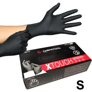 Chemitool  XTouch -  Luvas de Nitrilo descartáveis sem pó [100und.] - Pretas - Size S