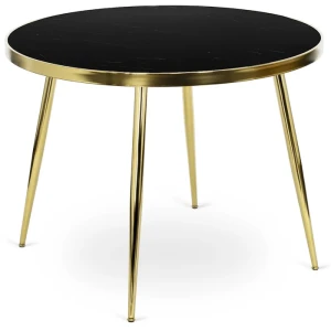 Stół Okrągły TINGA 100 cm Czarny/Złoty Glamour