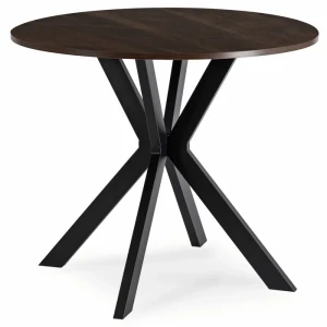 Stół Okrągły LAUREN 90 cm Orzech/Czarny Loft