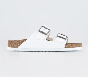 BIRKENSTOCK Men's White Birko Flor Arizona Two Strap Sandals, Size: 7