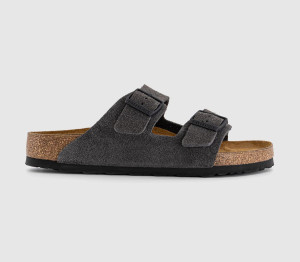 Birkenstock Mens Arizona Two Strap Sandals M Suede Velvet Grey, 9.5