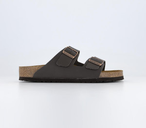 Birkenstock Mens Arizona Two Strap Sandals Dark Brown Leather, 9