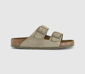 Birkenstock Mens Arizona Two Strap Men's Sandals Faded Khaki Suede Green, 9