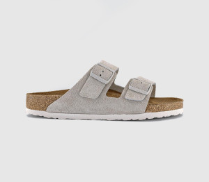 Birkenstock Mens Arizona Two Strap Sandals Oyster Suede Natural, 9.5